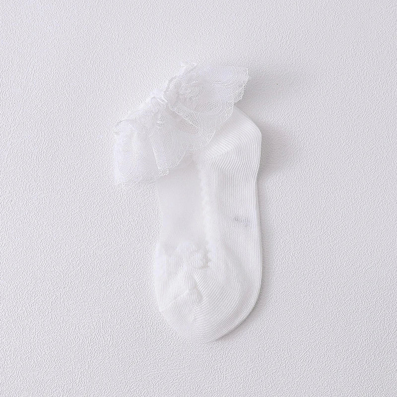 Summer Baby Girls 0-8 Y Ruffle Lace Ultra-Thin Crystal Sheer Socks Kids Girls Princess Ankle Frilly Lace Invisible No Show Socks