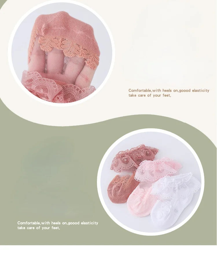 Summer Baby Girls 0-8 Y Ruffle Lace Ultra-Thin Crystal Sheer Socks Kids Girls Princess Ankle Frilly Lace Invisible No Show Socks