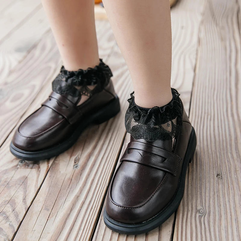 Summer Baby Girls 0-8 Y Ruffle Lace Ultra-Thin Crystal Sheer Socks Kids Girls Princess Ankle Frilly Lace Invisible No Show Socks