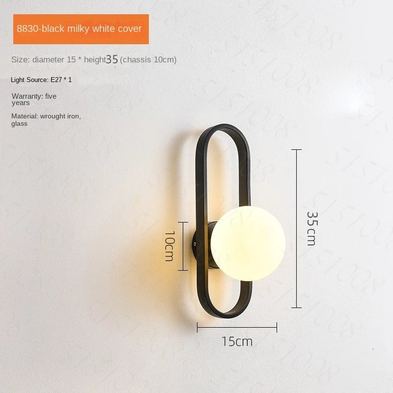 Modern Minimalist LED Wall LampS Bedroom Bedside LED E27 Wall Sconce Lamp Staircase Living Room Background Wall Glass Wall Light