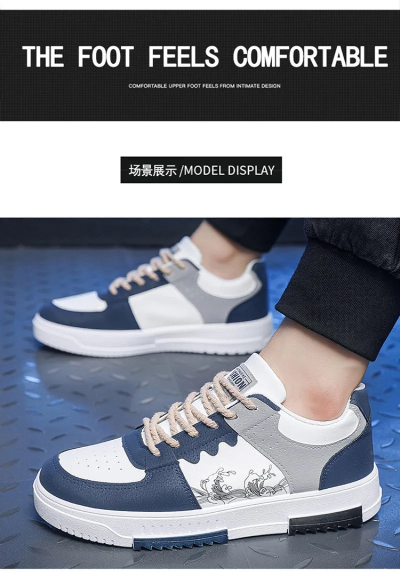 Men's Thick Soles Casual Shoes Four Seasons Soft Sole Low Tops Outdoor Walking Shoes Fashion Sports Board Shoes Vulcanized Shoes