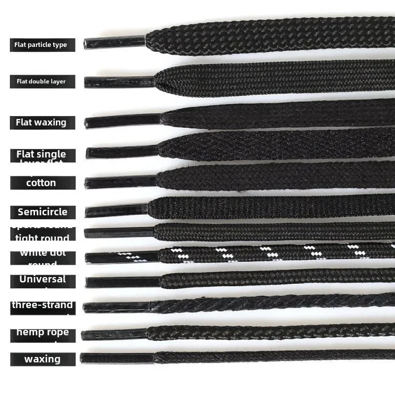 Black Shoelace Men's and Women's Flat round Leather Shoes  Boots Sports Basketball Board Shoes Shoelace Extra Long 60-180cm