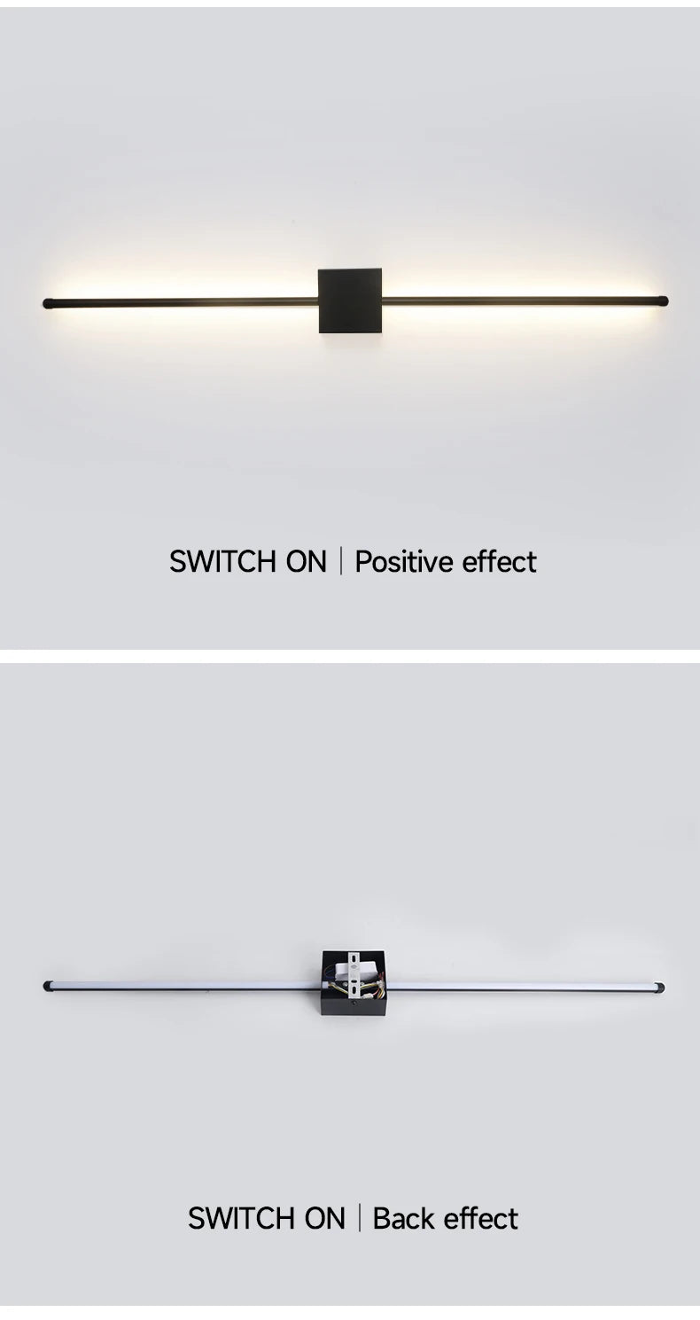 Modern LED Wall Lamp Minimalist Led Light Bedroom Bedside Long Strip Wall Sconces Living Room Sofa Home Indoor Lighting Fixture