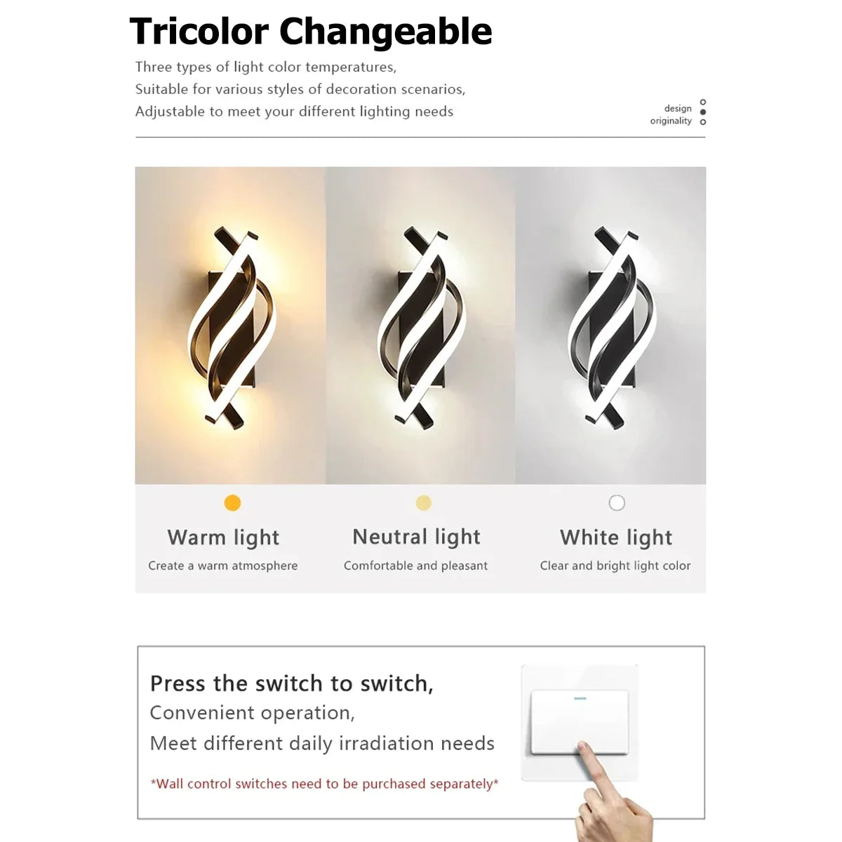 Modern Led Wall Light Linear Strip Lamp Decorative Lighting Minimalist Style Bedroom Bedside Black And White Mounted Sconce Soft