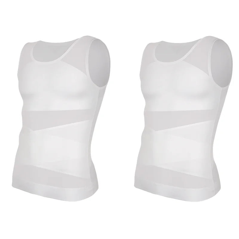 Compression Shirt for Men Slimming Undershirt Body Shaper Tank Top Gynomastica Sleeveless Shapewear Vest Mesh Cross Suit 3XL