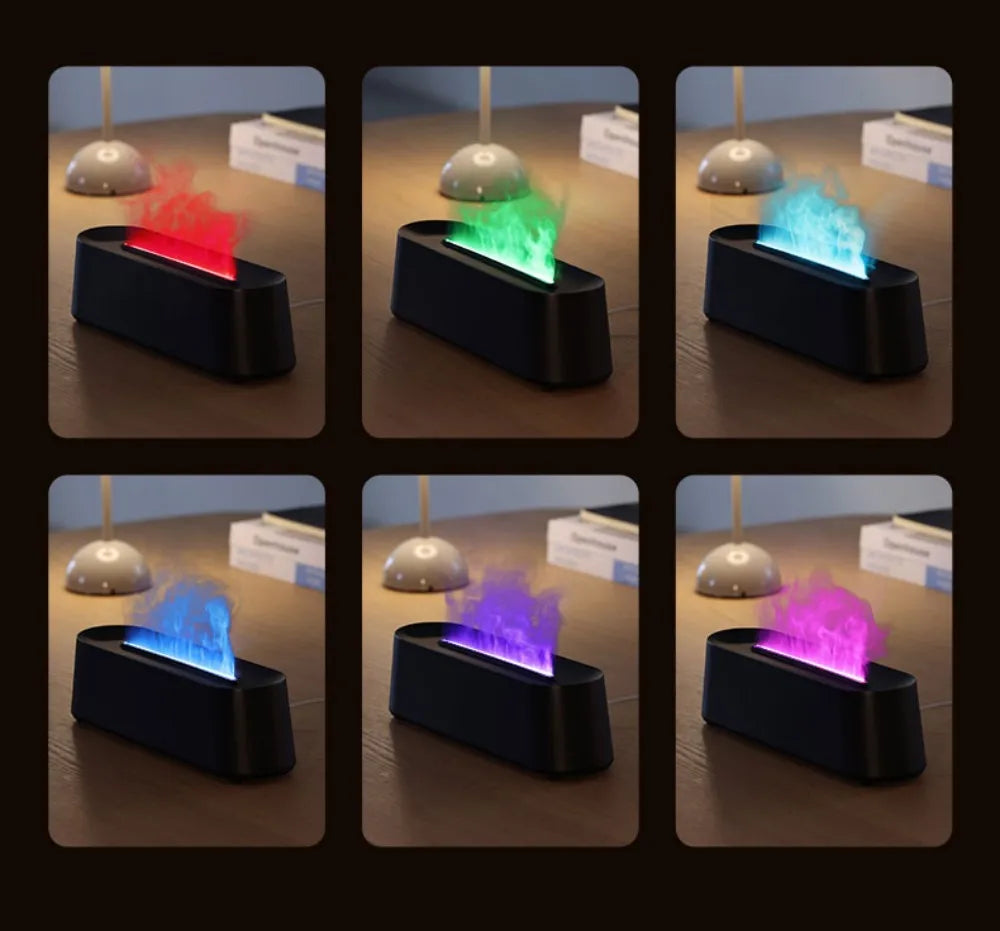 Essential Oil Aroma Diffuser Multicolor Flame Humidifier Timing Protect Colorful Ambient Light Home Air Humidifier Aroma Machine