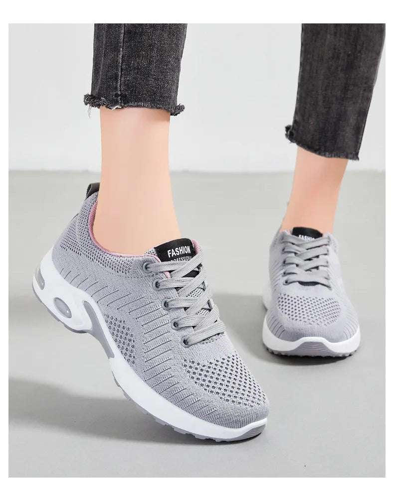 Spring 2025 Women's Large Size Running Shoes Casual Air Cushion Sports Sneakers Comfortable Breathable Fitness Footwear