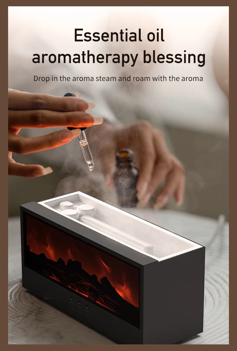 Essential Oil Diffusers for Home,Air Diffuser Flame Colorful Water Vapor Fireplace Fire Humidifier Aromatherapy Aroma for Room