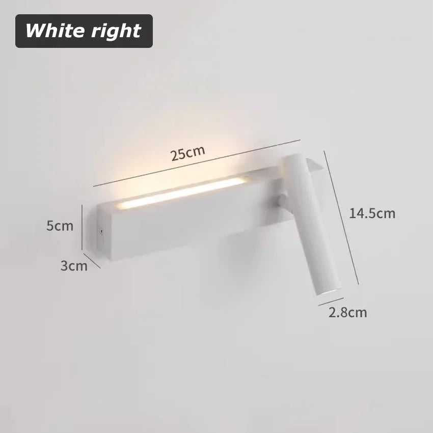 Bedroom Bedside LED Reading Wall Lamp Atmosphere Lamp Modern and Minimalist Hotel Study Living room Background Wall Sconce