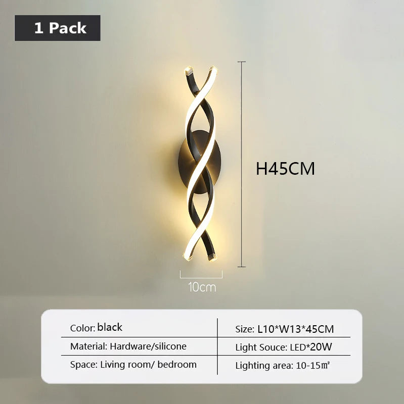 Modern LED Wall Lamp Luxury Home Decor Line Wall Sconce Bedroom Bedside Corridor Living Room Backgroud Black White Gold Lights
