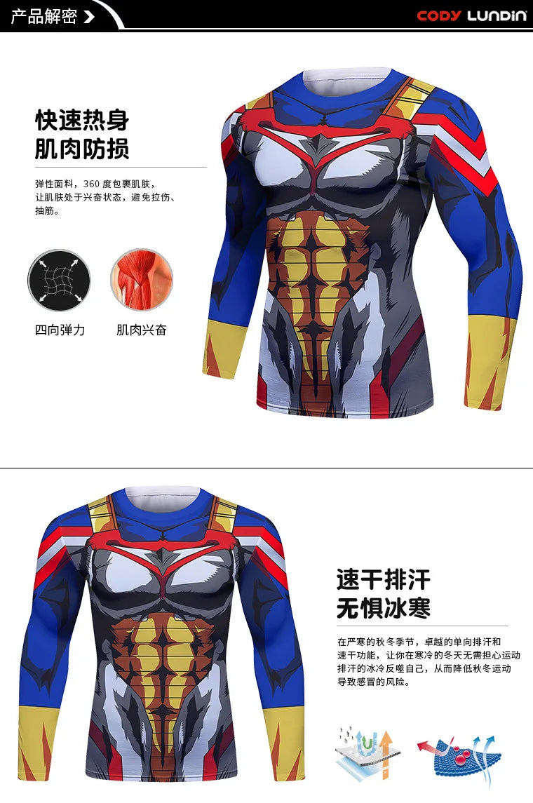 Gym Compression Shirt Men Anime GOKU Cosplay Costume T-Shirt Quick Dry  Long Sleeve Fitness Bodybuilding Workout Sport Shirts