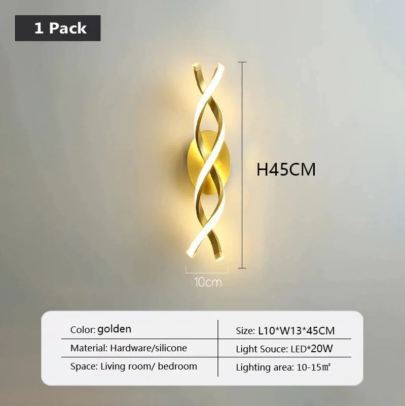 Modern LED Wall Lamp Luxury Home Decor Line Wall Sconce Bedroom Bedside Corridor Living Room Backgroud Black White Gold Lights