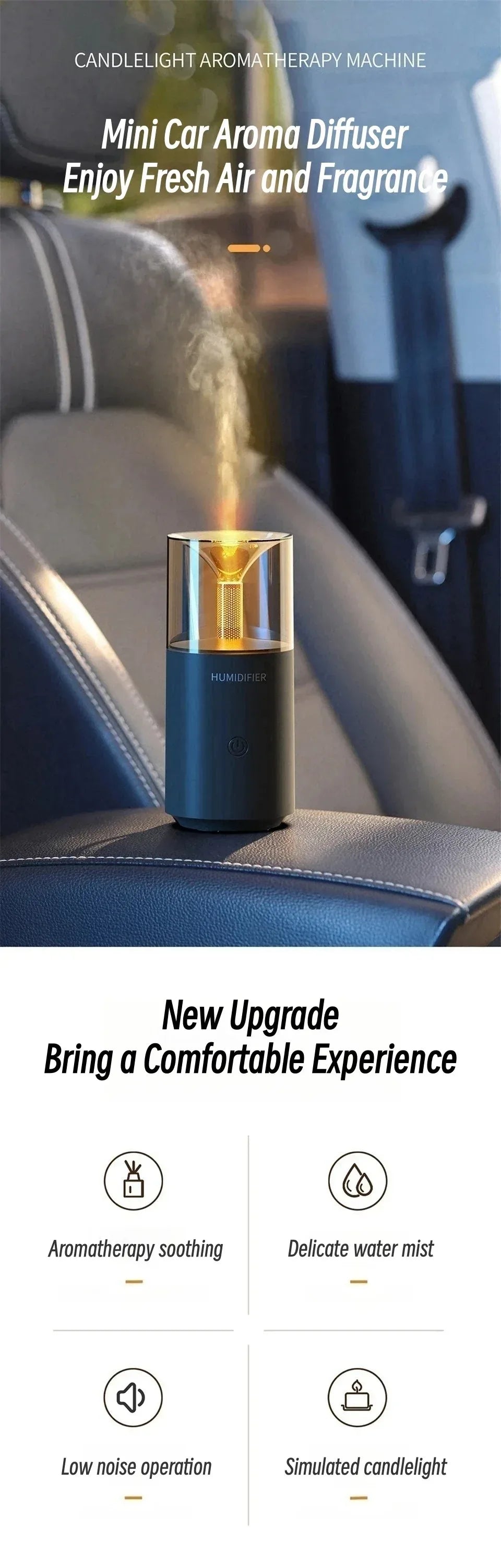 Mini Atmosphere Aromatherapy Diffuser USB powered ultrasonic spray for household cars Electric essential oil diffuser