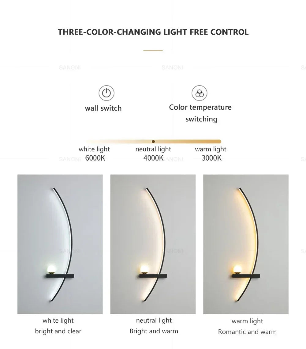 Modern LED Wall Lamps Minimalist Stripes Wall Sconce Decorative for Bedroom Bedside Home Living Room Background Lighting Luster