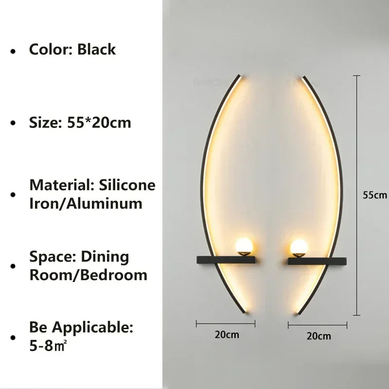 Modern LED Wall Lamps Minimalist Stripes Wall Sconce Decorative for Bedroom Bedside Home Living Room Background Lighting Luster