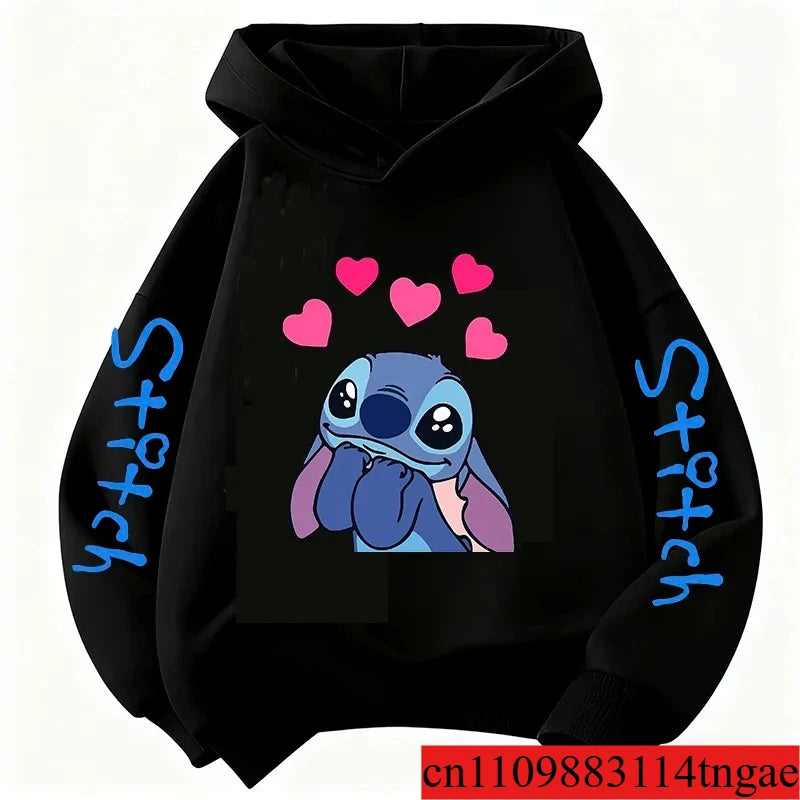 Unisex Kids Cool Cartoon Stitch Hoodie Children Kids Cute Manga Sweatshirt Y2k Graphic Hoody Girl Boy Top Hoodies