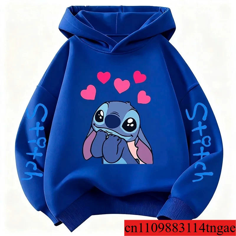 Unisex Kids Cool Cartoon Stitch Hoodie Children Kids Cute Manga Sweatshirt Y2k Graphic Hoody Girl Boy Top Hoodies