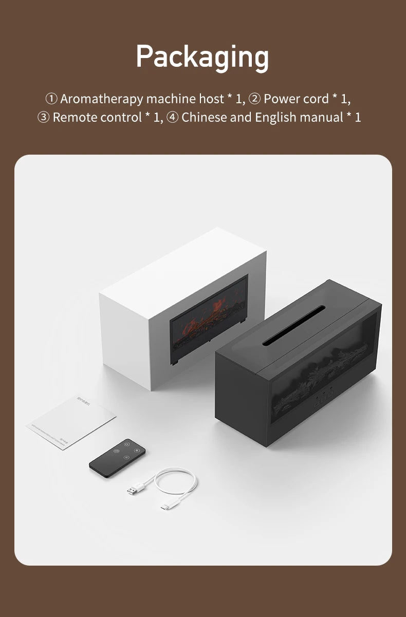 Essential Oil Diffusers for Home,Air Diffuser Flame Colorful Water Vapor Fireplace Fire Humidifier Aromatherapy Aroma for Room