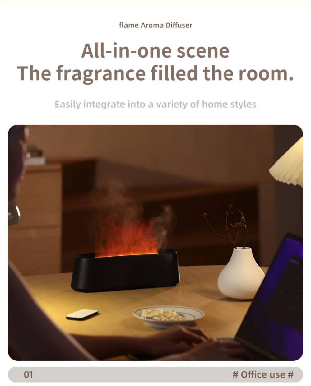 Essential Oil Aroma Diffuser Multicolor Flame Humidifier Timing Protect Colorful Ambient Light Home Air Humidifier Aroma Machine