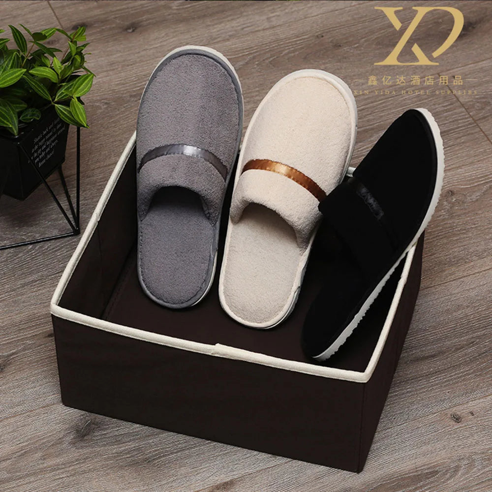 Disposable Coral Fleece Slippers Men Business Travel Passenger Shoes Home Guest Slipper Hotel Beauty Washable Shoes Slippers