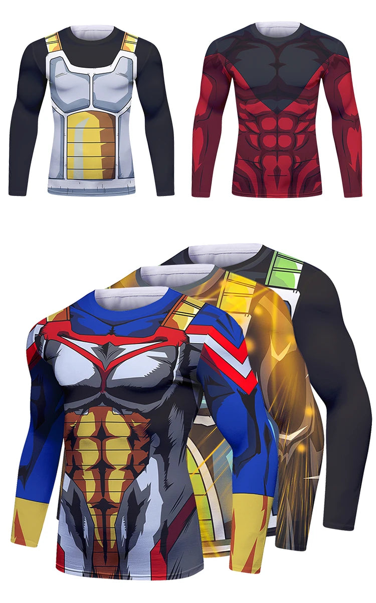 Gym Compression Shirt Men Anime GOKU Cosplay Costume T-Shirt Quick Dry  Long Sleeve Fitness Bodybuilding Workout Sport Shirts