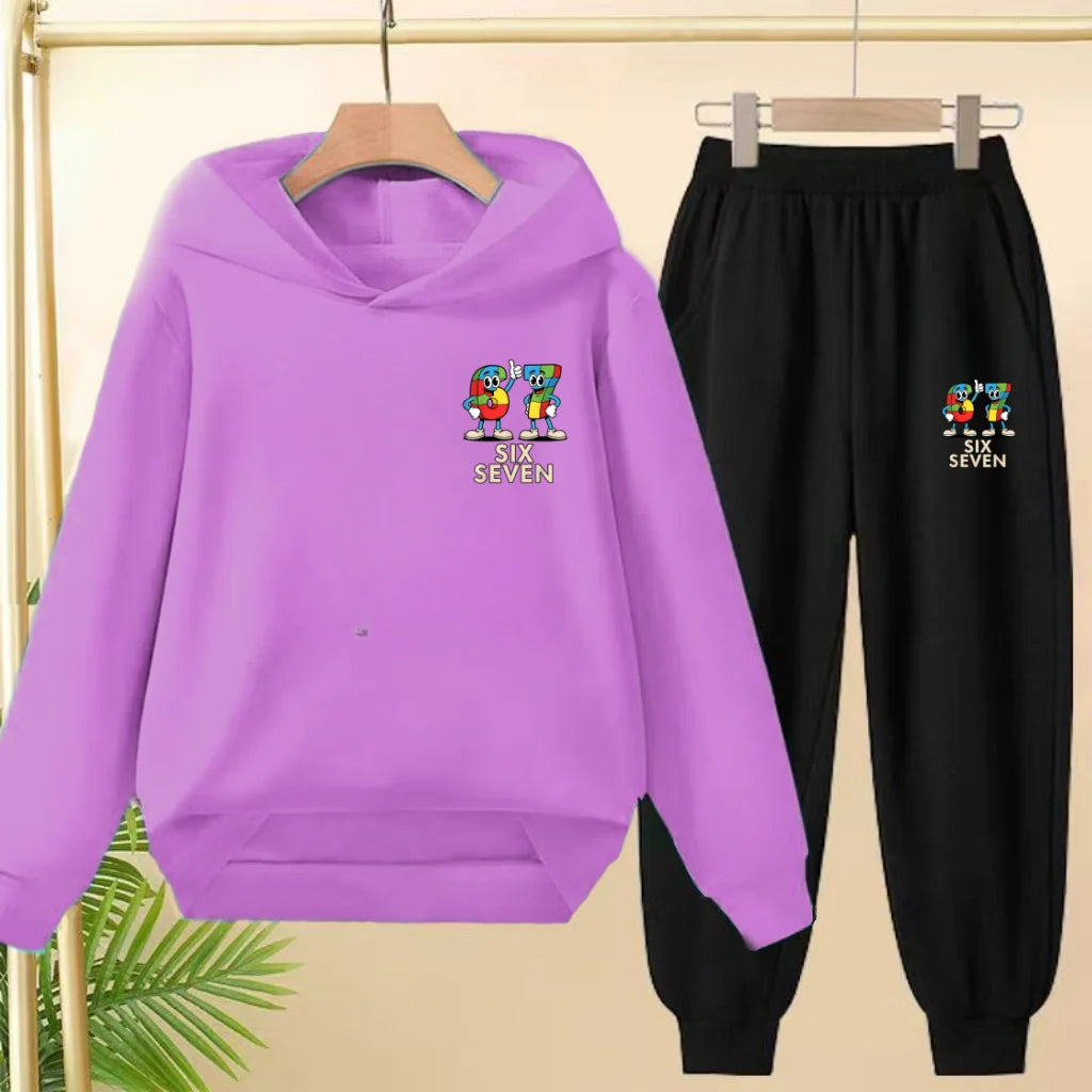 Children's Hoodie Boys Girls Colorful 67 Six Seven Funny Brainrot Meme Hooded Pullover Hiphop Streetwear Soft Casual Sweatshirt