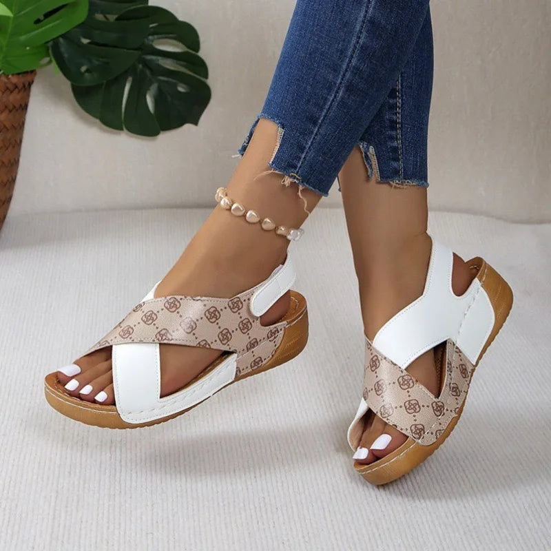 New Women's Contrast Color Wedge Sandals Summer Peep Toe Non Slip Beach Shoes Woman Comfortable Platform Roman Sandalias