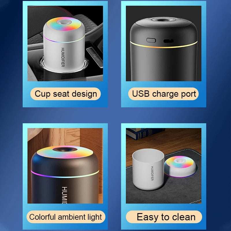 180ML USB Aroma Diffuser Mini Air Humidifier Essential Oil Purifier Night Lights Fragrance Cool Mist Maker for Car Home Bedroom