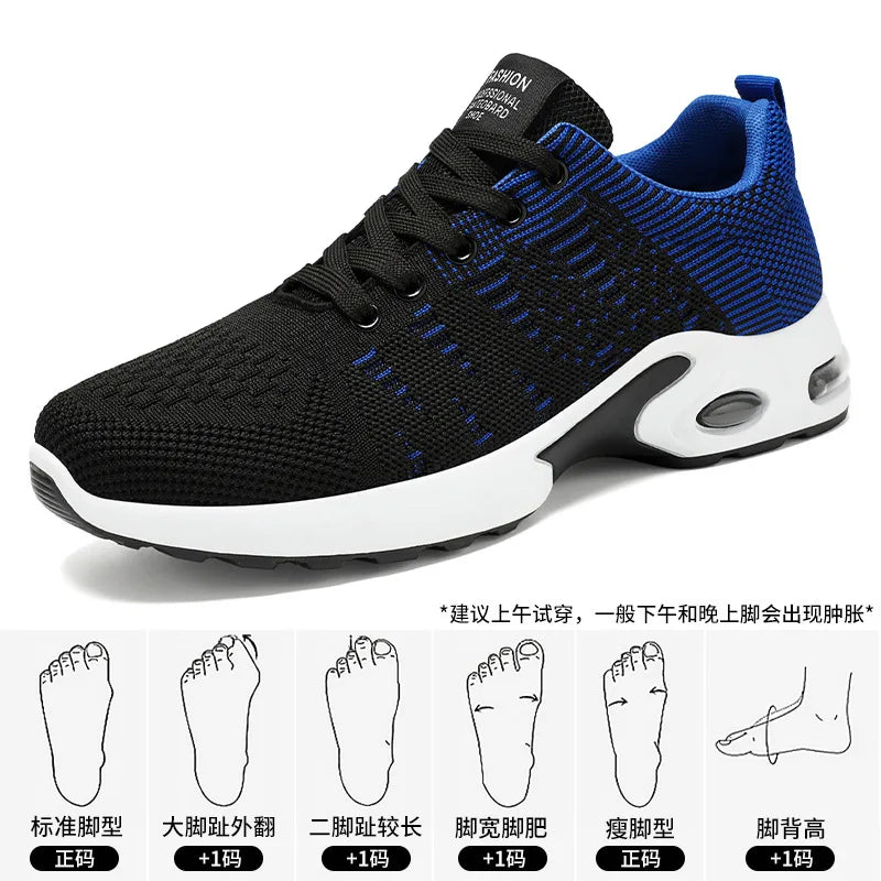 Men's Trendy Breathable Lace-Up Running Shoes Korean Light Casual Sports Sneakers