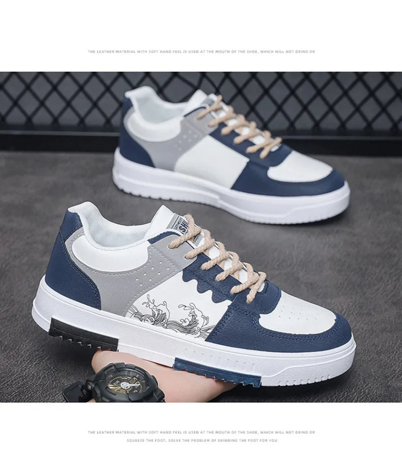 Men's Thick Soles Casual Shoes Four Seasons Soft Sole Low Tops Outdoor Walking Shoes Fashion Sports Board Shoes Vulcanized Shoes
