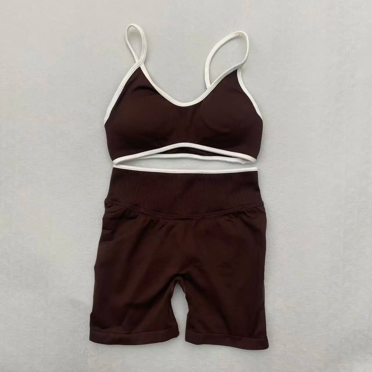 2 Pcs Seamless Yoga Set Women Yoga Tight Pants Set Sling Sports Bra Gym Clothing Workout Shorts Set