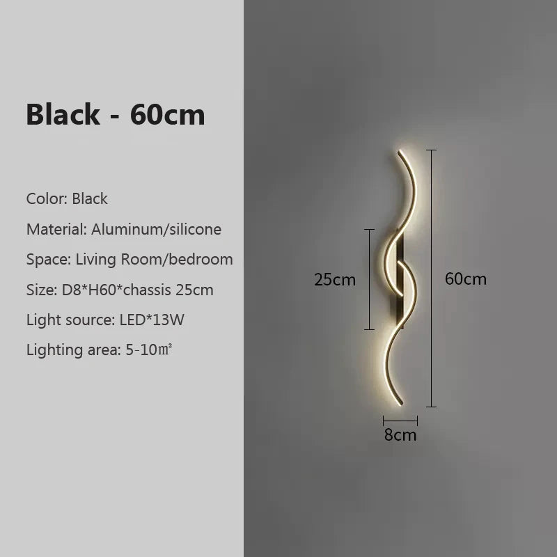 Modern LED Wall Lamp Minimalist Led Light Bedroom Bedside Long Strip Wall Sconces Living Room Sofa Home Indoor Lighting Fixture
