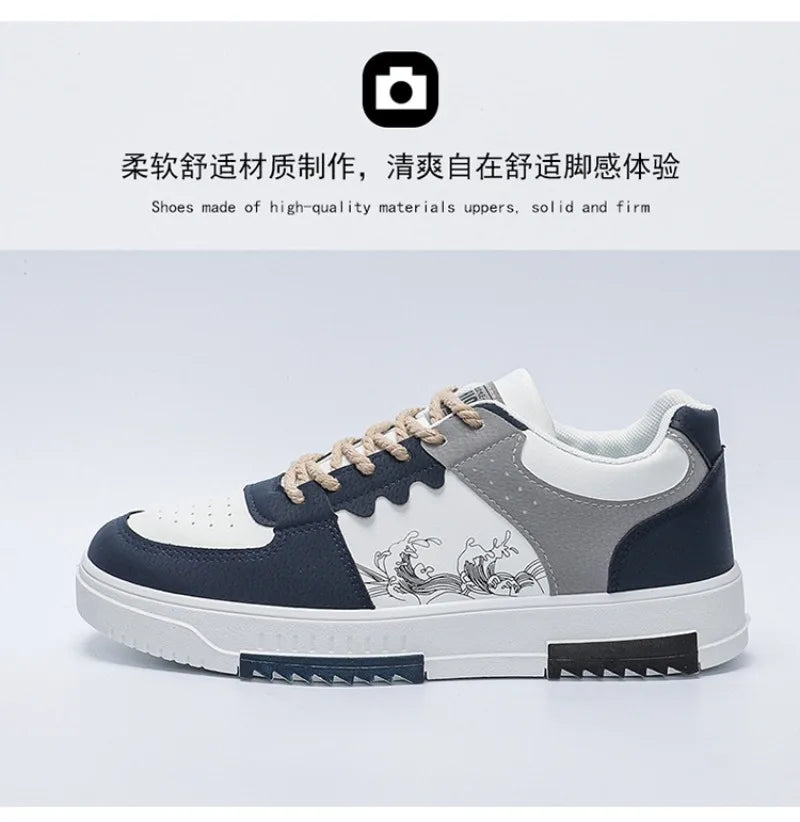 Men's Thick Soles Casual Shoes Four Seasons Soft Sole Low Tops Outdoor Walking Shoes Fashion Sports Board Shoes Vulcanized Shoes