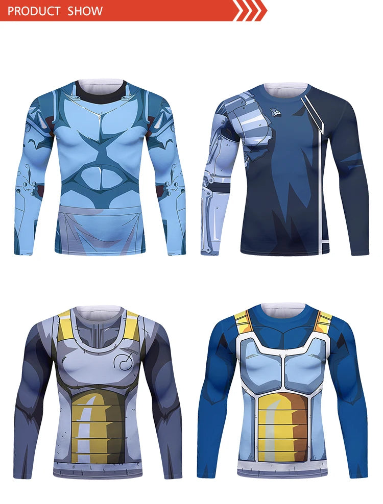Gym Compression Shirt Men Anime GOKU Cosplay Costume T-Shirt Quick Dry  Long Sleeve Fitness Bodybuilding Workout Sport Shirts
