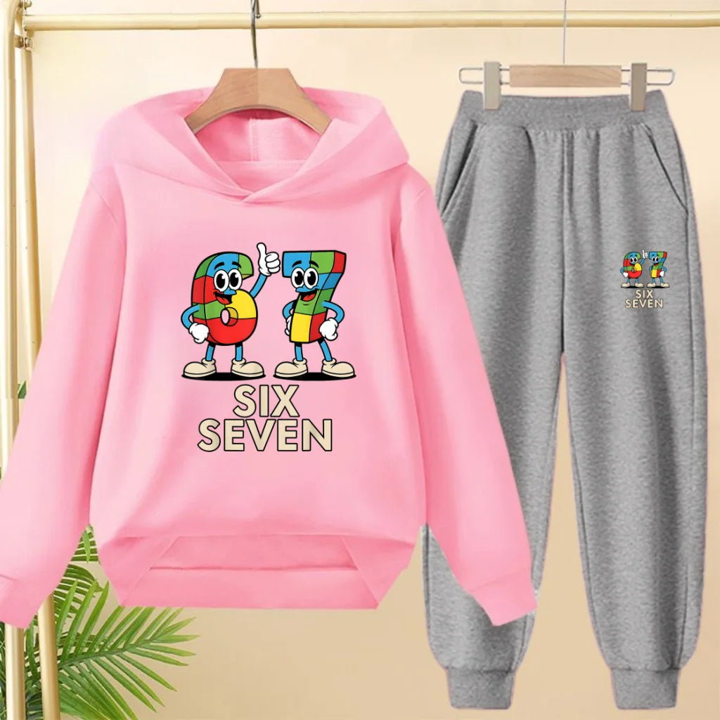 Children's Hoodie Boys Girls Colorful 67 Six Seven Funny Brainrot Meme Hooded Pullover Hiphop Streetwear Soft Casual Sweatshirt