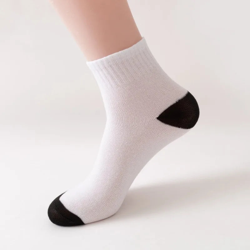 1 Pairs to 3 Pairs New Men's Summer Breathable Mid tube Socks Men Black White Solid Sports Socks Women Four Seasons Cotton Socks