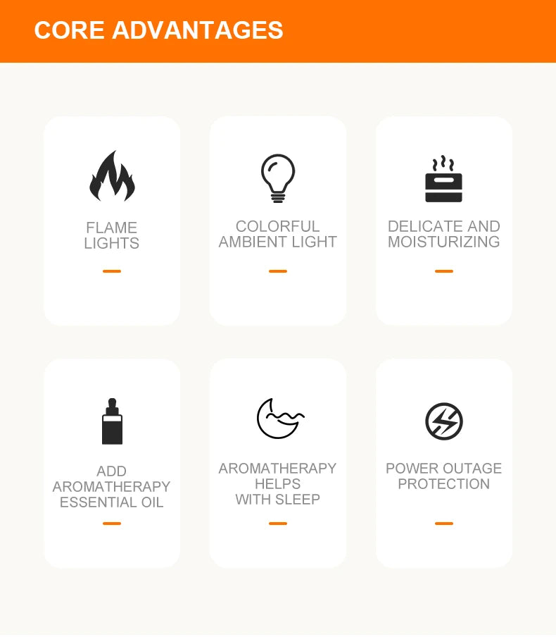 160ml Flame Diffuser Humidifier 7 Colors Light Changing Essential Oil Diffusers Aromatherapy Diffusers for Home Office Bedroom