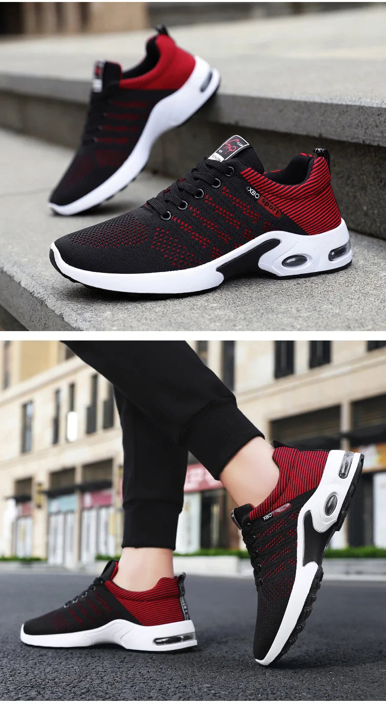 Men's Trendy Breathable Lace-Up Running Shoes Korean Light Casual Sports Sneakers