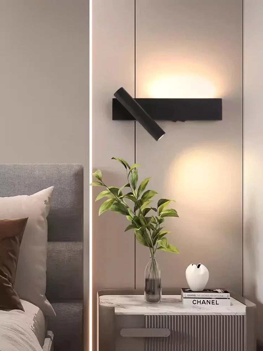 Bedroom Bedside LED Reading Wall Lamp Atmosphere Lamp Modern and Minimalist Hotel Study Living room Background Wall Sconce