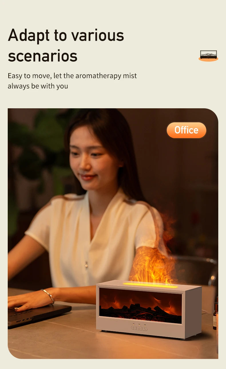 Essential Oil Diffusers for Home,Air Diffuser Flame Colorful Water Vapor Fireplace Fire Humidifier Aromatherapy Aroma for Room