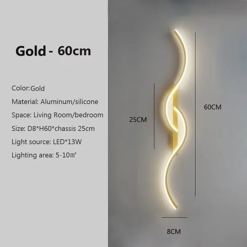 Modern LED Wall Lamp Minimalist Led Light Bedroom Bedside Long Strip Wall Sconces Living Room Sofa Home Indoor Lighting Fixture