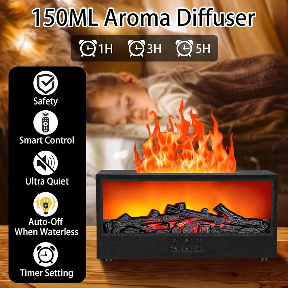 Essential Oil Diffusers for Home,Air Diffuser Flame Colorful Water Vapor Fireplace Fire Humidifier Aromatherapy Aroma for Room
