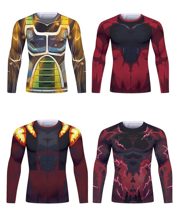 Gym Compression Shirt Men Anime GOKU Cosplay Costume T-Shirt Quick Dry  Long Sleeve Fitness Bodybuilding Workout Sport Shirts