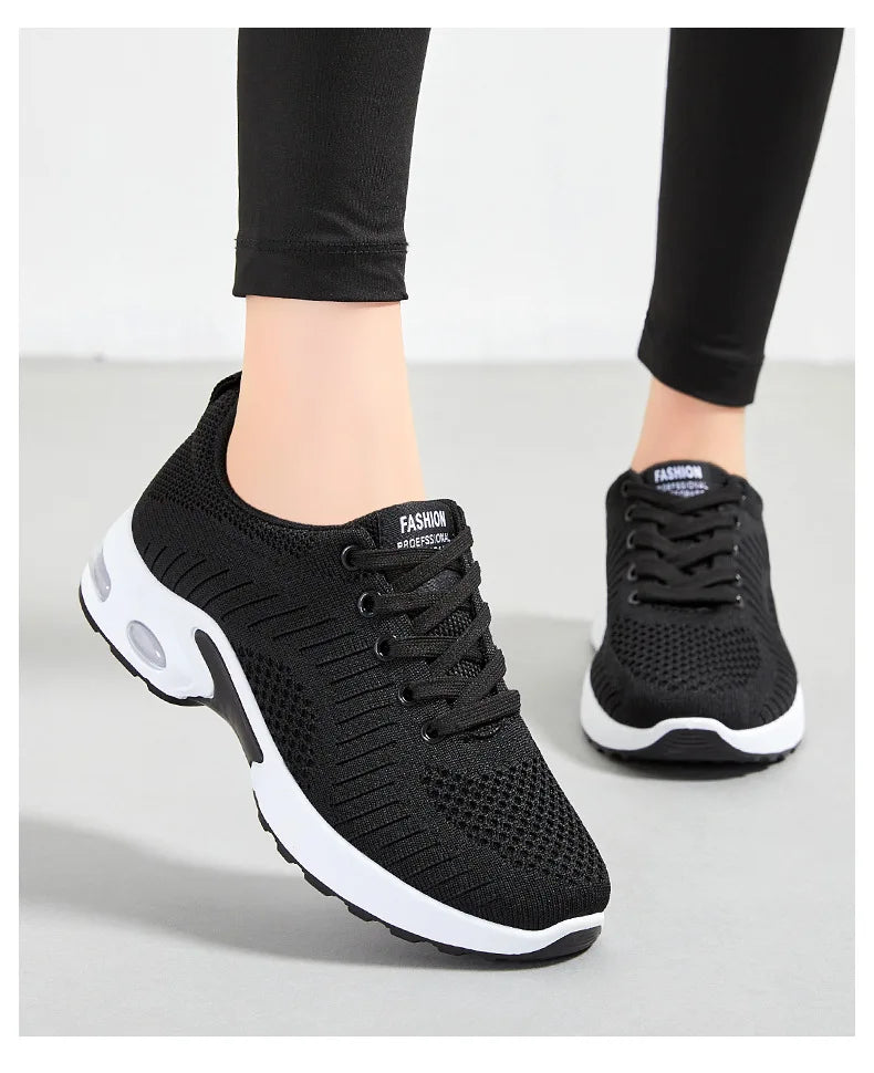 Spring 2025 Women's Large Size Running Shoes Casual Air Cushion Sports Sneakers Comfortable Breathable Fitness Footwear
