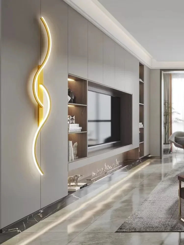 Modern Minimalist Long Strip Wall Lamp Minimalist Bedroom Living Room Grid Lamp Sofa TV Background Decorative Lamp