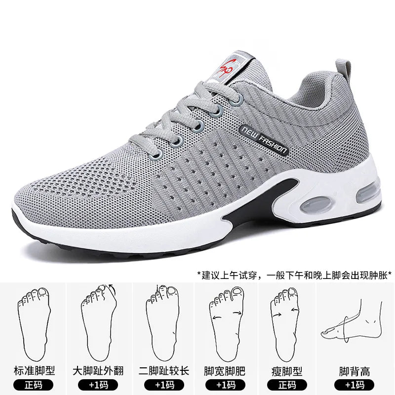 Men's Trendy Breathable Lace-Up Running Shoes Korean Light Casual Sports Sneakers