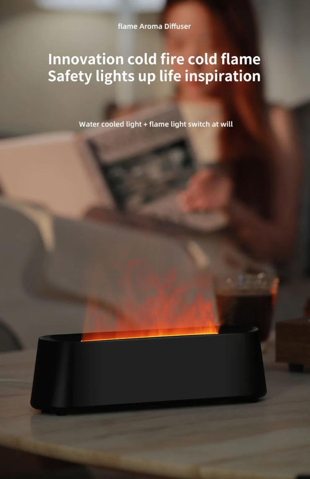 Essential Oil Aroma Diffuser Multicolor Flame Humidifier Timing Protect Colorful Ambient Light Home Air Humidifier Aroma Machine