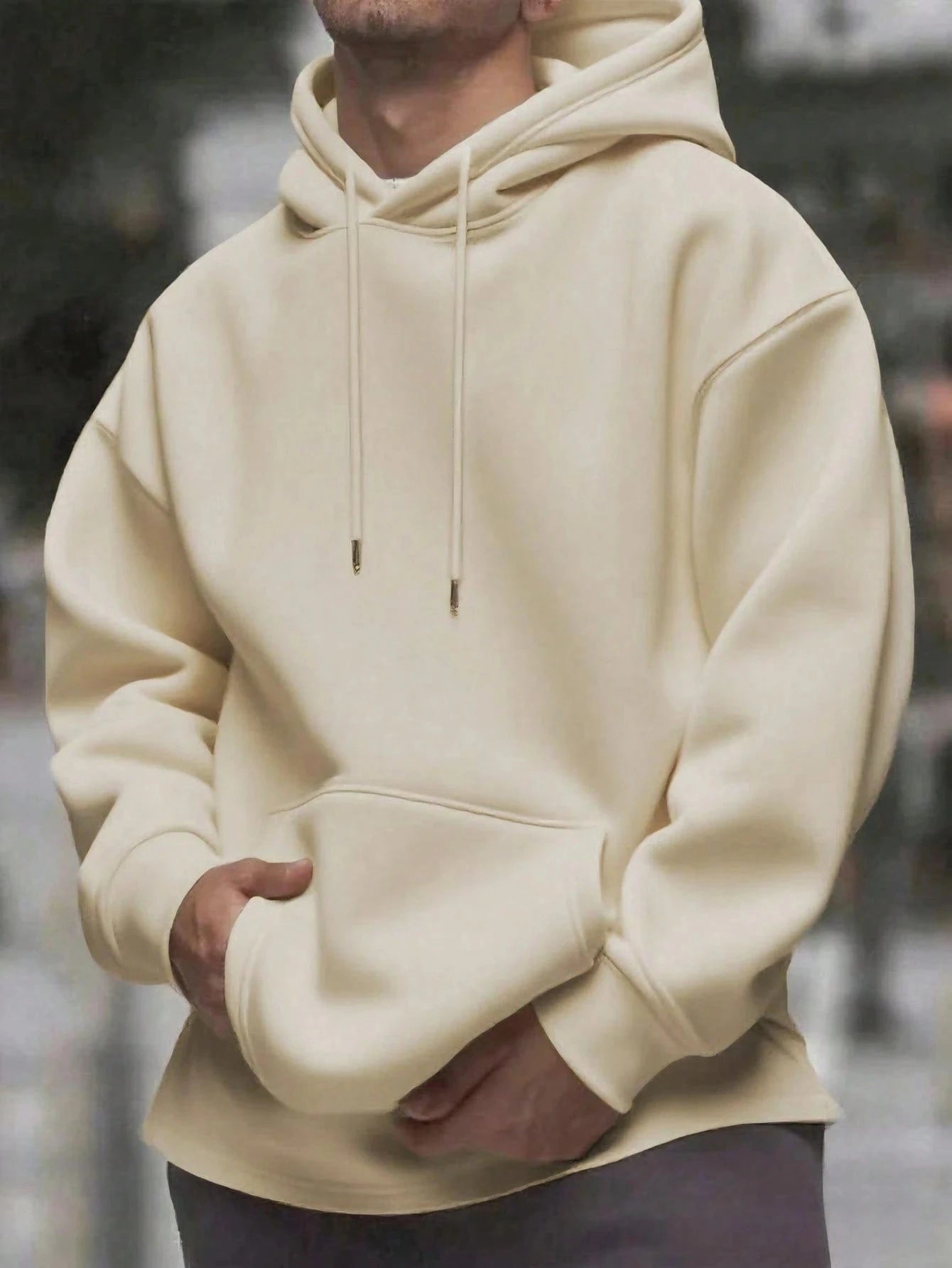 Men Hoodie Oversized Streetwear Black Pullover Hoodie Casual Loose Fit Sweatshirt