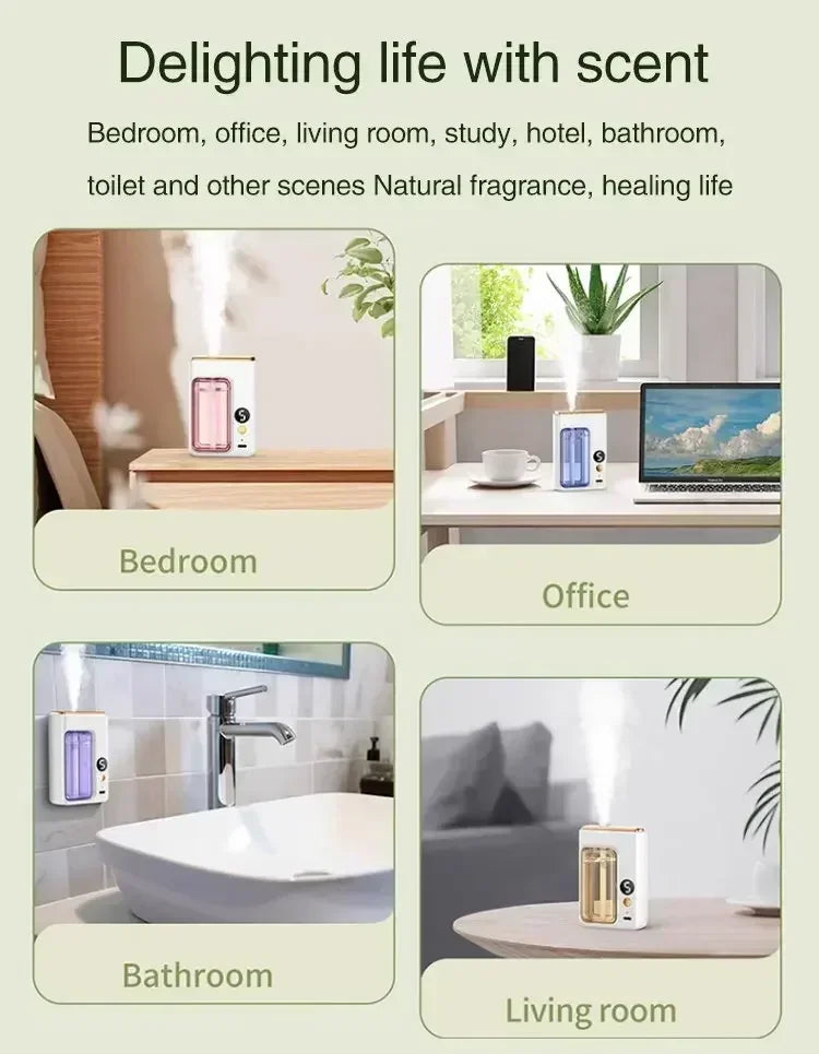 Diffuser Aromatherapy Machine with Display,Wireless Wall Hanging Portable Automatic Fragrance Spray Bathroom DeodorizationPurify