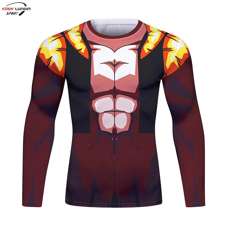 Gym Compression Shirt Men Anime GOKU Cosplay Costume T-Shirt Quick Dry  Long Sleeve Fitness Bodybuilding Workout Sport Shirts